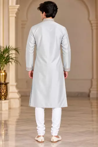 Soft cream embroidered kurta set