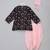Black floral printed cotton silk Men Kurta Set