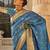 blue blue & gold-toned ethnic motif woven design zari banarasi saree