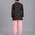 Black floral printed cotton silk Men Kurta Set