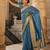blue blue & gold-toned ethnic motif woven design zari banarasi saree