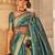 teal teal & gold-toned ethnic motifs woven design zari banarasi saree