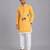 Mustard yellow kite printed cotton silk Men Kurta Set
