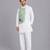 White green printed cotton silk Men Kurta Set