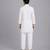 White green printed cotton silk Men Kurta Set