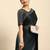 blue solid stones-studded organza saree