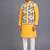 Mustard yellow printed cotton Men Kurta Set