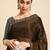 brown solid stones-studded organza saree