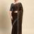 brown solid stones-studded organza saree