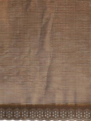 brown solid stones-studded organza saree 4