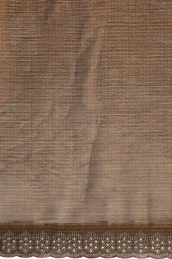 brown solid stones-studded organza saree