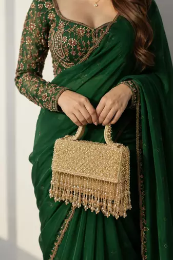 Gilded grace beaded fringe bag