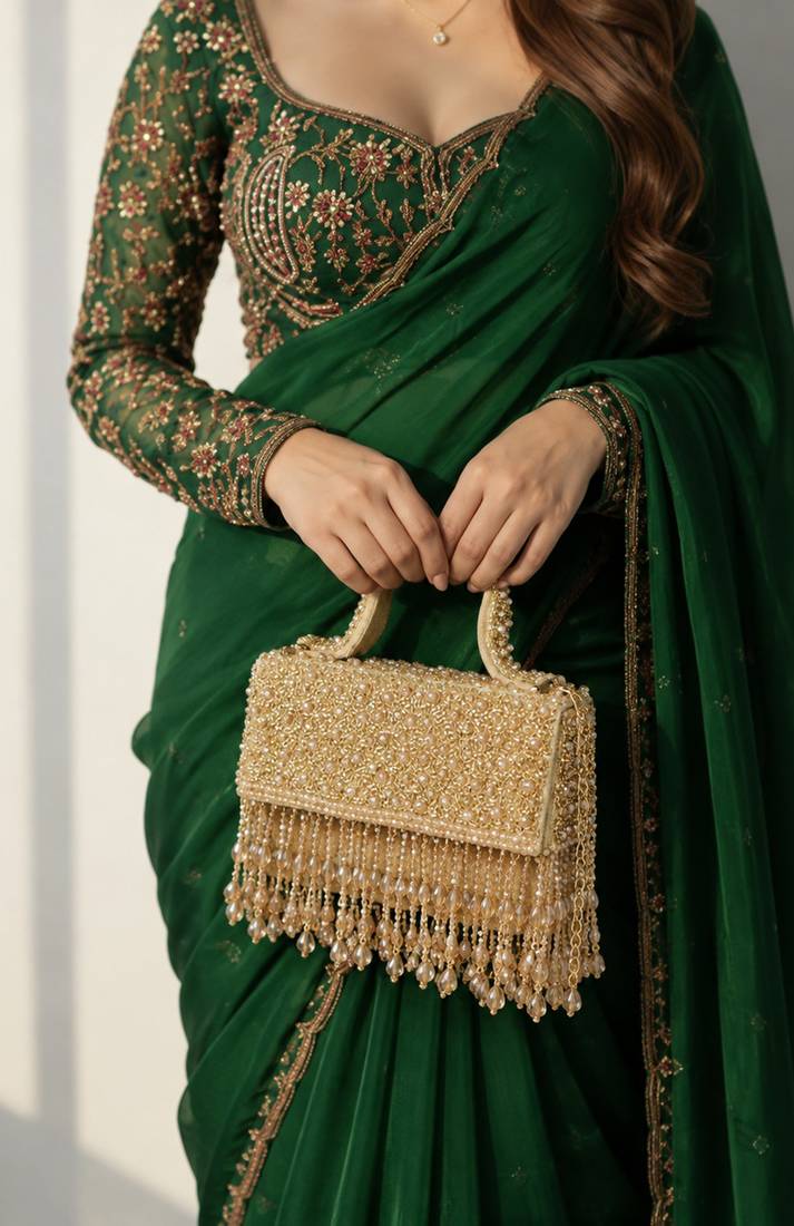 Gilded grace beaded fringe bag