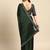 green solid stones-studded organza saree