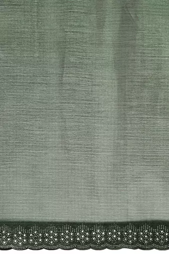 green solid stones-studded organza saree