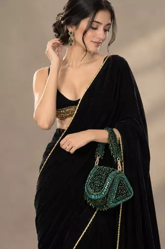 Emerald cascade beaded handbag