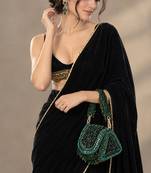 Emerald cascade beaded handbag