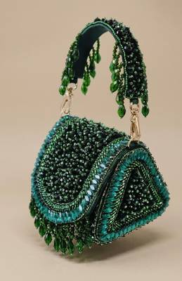 Emerald cascade beaded handbag 2