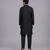 Black printed cotton silk Men Kurta Set