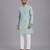Powder blue printed cotton silk Men Kurta Set