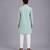 Powder blue printed cotton silk Men Kurta Set