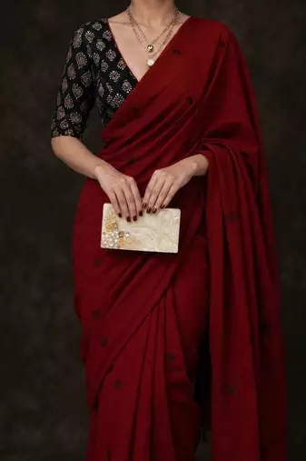 Ivory pearl floral hard box clutch