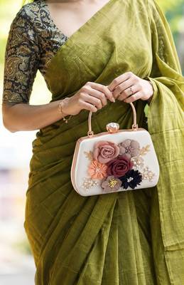 Blossoming grace rose-adorned hard clutch 1