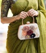 Blossoming grace rose-adorned hard clutch