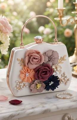 Blossoming grace rose-adorned hard clutch 4