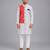 White coral red printed cotton silk Men Kurta Set
