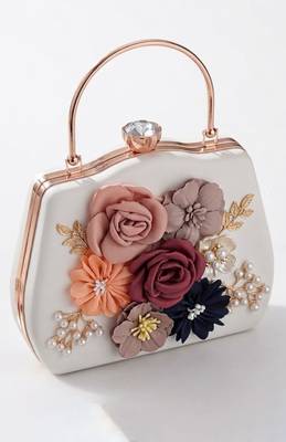 Blossoming grace rose-adorned hard clutch 5