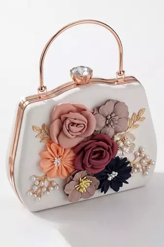 Blossoming grace rose-adorned hard clutch