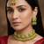 Green meenakari kundan choker necklace set with earrings and maangtika