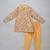 Golden beige printed cotton silk Men Kurta Set