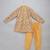 Golden beige printed cotton silk Men Kurta Set