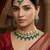 Green kundan choker necklace set with earrings and maangtika