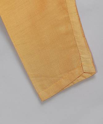 Golden beige printed cotton silk Men Kurta Set 7
