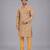 Golden beige printed cotton silk Men Kurta Set