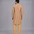 Golden beige printed cotton silk Men Kurta Set
