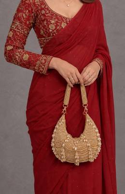 Golden drip crescent beaded shoulder bag 3