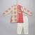 peach beige printed cotton silk men kurta set