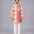 peach beige printed cotton silk men kurta set