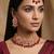 Pink meenakari kundan choker necklace set with earrings and maangtika
