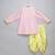 Pink printed cotton silk Men Kurta Set