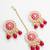 Pink meenakari kundan choker necklace set with earrings and maangtika