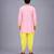 Pink printed cotton silk Men Kurta Set
