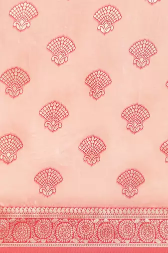 pink pink ethnic motifs silk blend banarasi saree
