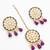 Purple kundan choker necklace set with earrings and maangtika