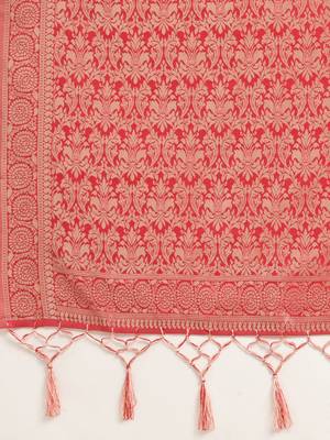 pink pink ethnic motifs silk blend banarasi saree 5