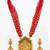 Red bead multi-strand temple necklace set with jhumka earrings